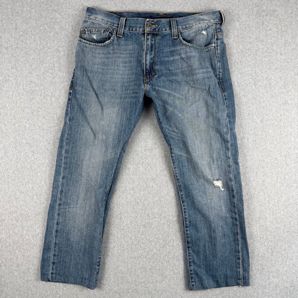 Levi 511 Slim Fit Jeans Men 36x30 Blue Denim Distressed Y2K Skinny Western Rodeo